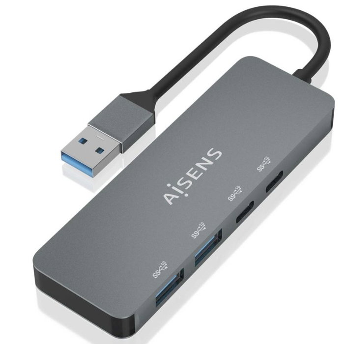 Aisens Hub USB 3.2 Gen 2 con 4 Puertos (2x USB-A y 2x USB-C), 10 Gbps, Gris Aisens Hub USB 3.2 Gen 2 con 4 Puertos (2x USB-A y 2x USB-C), 10 Gbps, Gris